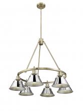  3306-6 AB-CH - Orwell AB 6 Light Chandelier in Aged Brass with Chrome shades